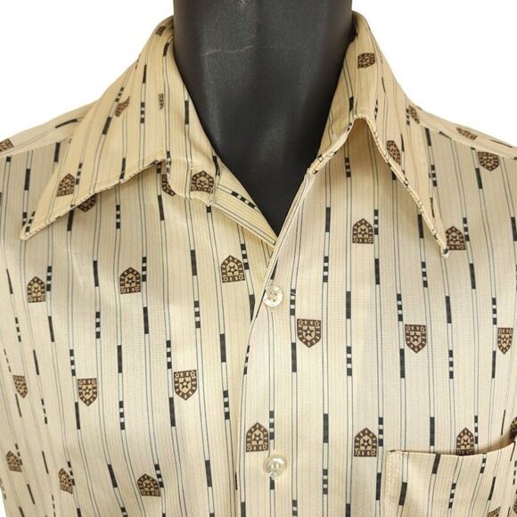KMart Disco Shirt Vintage 70s All Over Print Geometric Saturday Night Fever Mens - Picture 2 of 6